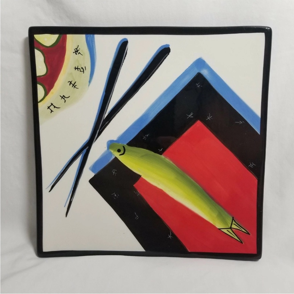 Vintage 2003 Mary Naylor sushi fish plate Henriksen imports handpainted